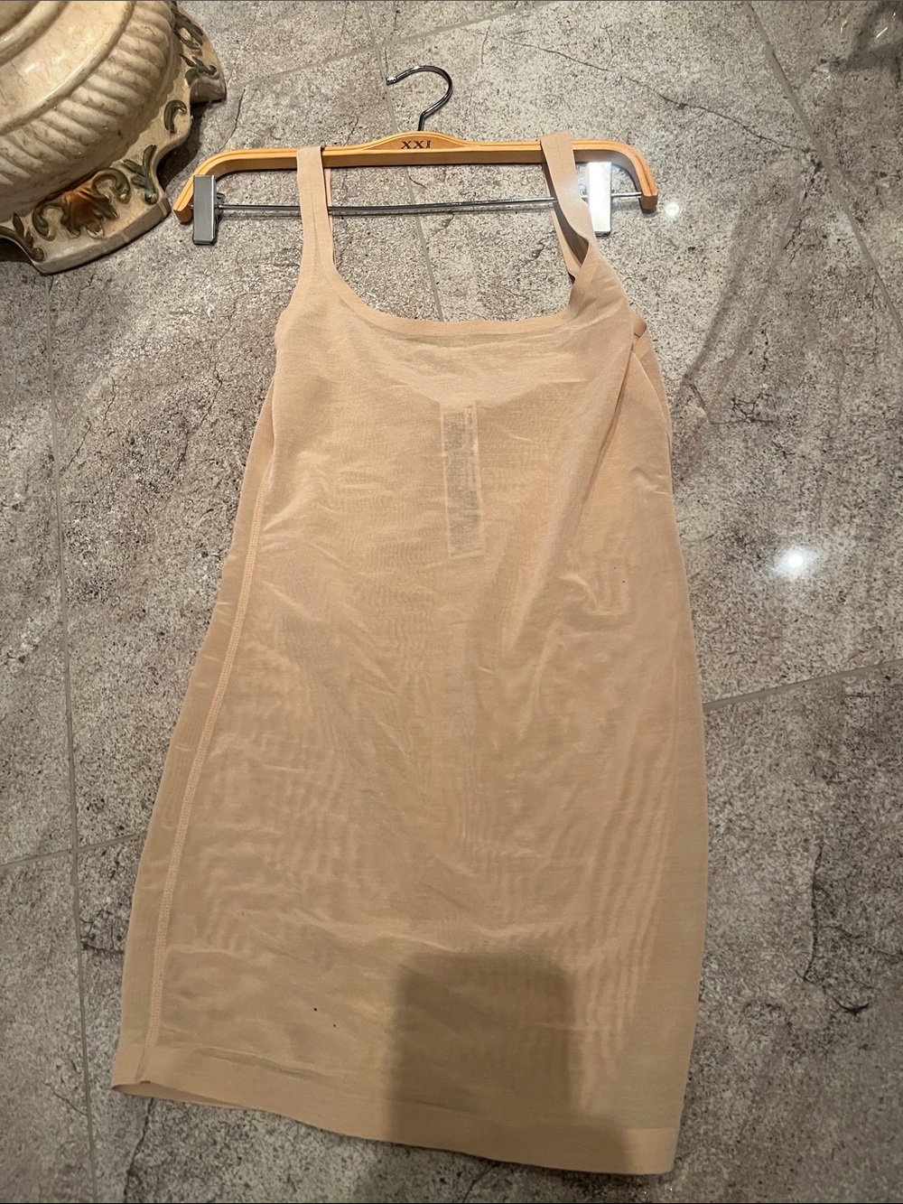 Zara Beige Ribbed Scoop Tank